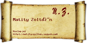 Matity Zoltán névjegykártya
